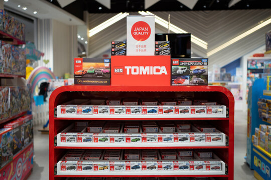 BANGKOK, THAILAND - JUL 14, 2022: Japan Tomica brand toy car booth in Iconsiam Bangkok.