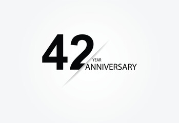 42 years anniversary logo template isolated on white, black and white background. 42th anniversary logo.
