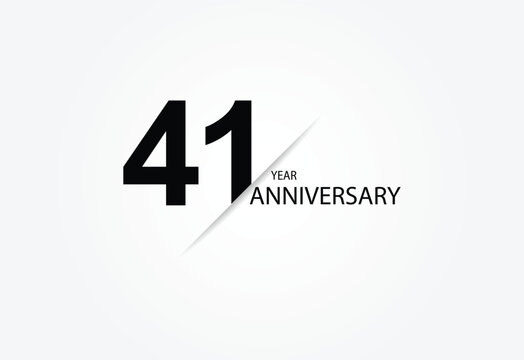41 years anniversary logo template isolated on white, black and white background. 41th anniversary logo.
