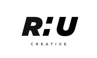 RHU letters negative space logo design. creative typography monogram vector	