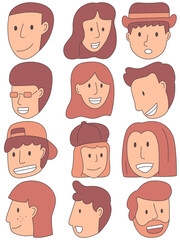 Avatar vector set, Avatar simple cartoon style. Face simple cartoon style.