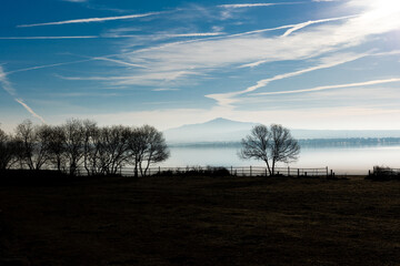 Santillana Reservoir, in Manzanares El Real, Regional Park of the upper basin of the Manzanares River. Province of Madrid