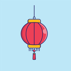 Obraz premium Chinese Lantern For New Year Vector, Flat Icon, Flat Design