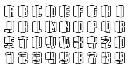 Set of cube style font 