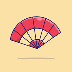 Traditional Hand Fan Vector, Flat Icon, Flat Design