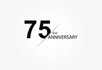 75 years anniversary logo template isolated on white, black and white background. 75th anniversary logo.