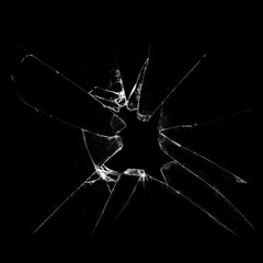 Pieces of destructed Shattered glass. Royalty high-quality free stock photo image of broken glass with sharp pieces. Break glass white and black overlay grunge texture abstract on black background