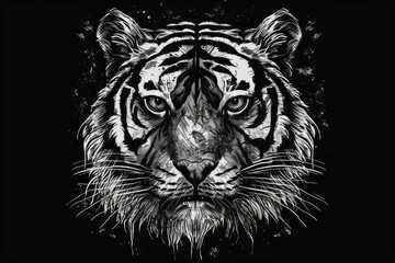 tiger tattoo logo created with ink from a predator's hands. Generative AI