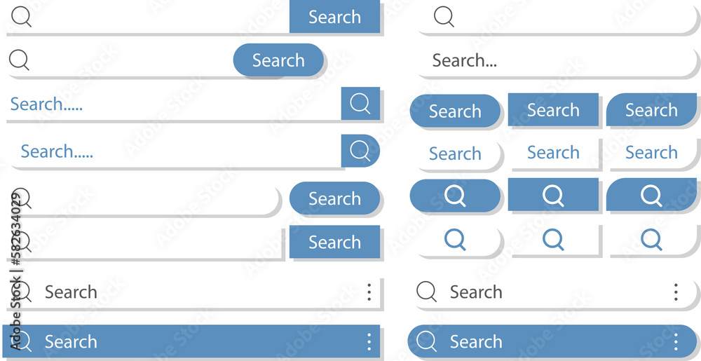 Fototapete set of search bar with falling shadow. png concept element for web design, app, software and interfa