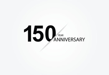 150 years anniversary logo template isolated on white, black and white background. 150th anniversary logo.