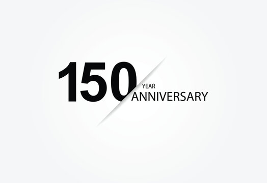 150 years anniversary logo template isolated on white, black and white background. 150th anniversary logo.