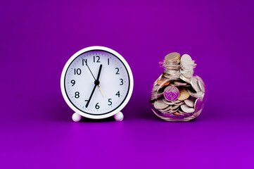 Savings in a glass bottle; savings; salary; income from work savings concept