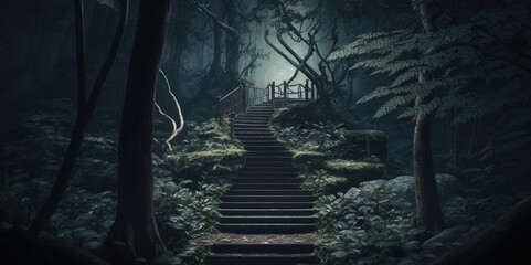 Discover the Enchanting Ambience of a Dark and Mysterious Forest in Stunning Panoramic Format