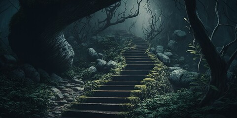 Discover the Enchanting Ambience of a Dark and Mysterious Forest in Stunning Panoramic Format