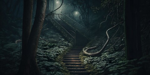 Discover the Enchanting Ambience of a Dark and Mysterious Forest in Stunning Panoramic Format