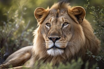 Fototapeta na wymiar South African Wildlife Reserve Lion, Panthera Leo. Generative AI