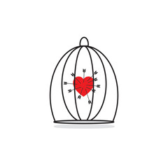 An arrow pierced the heart in the cage