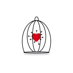 An arrow pierced the heart in the cage