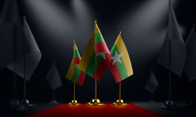 The Myanmar national flag on the red carpet