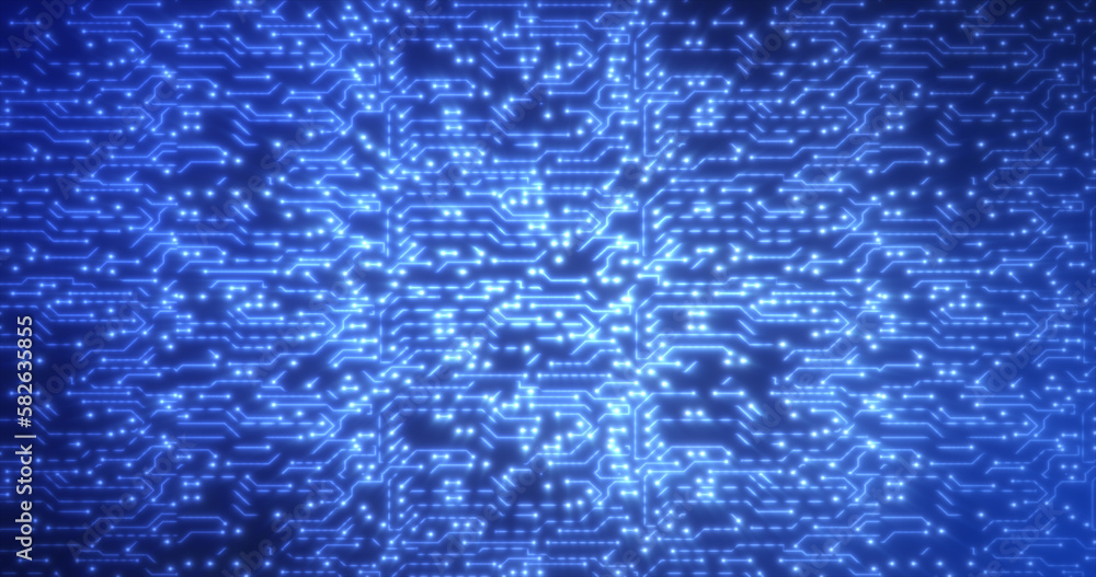 Poster abstract background of blue computer circuit boards digital hi-tech futuristic of lines and dots