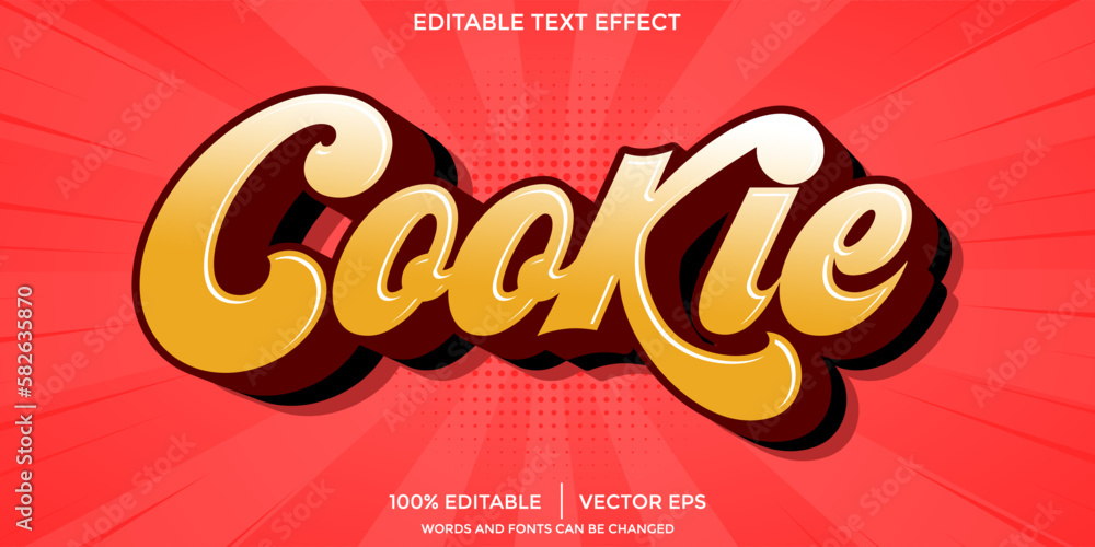 Poster cookie text effect template design with bold font style and retro concept use for brand and food log
