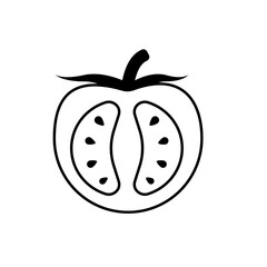 tomato cut in half black silhuette