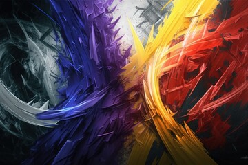 Naklejka premium Color abstract background, paint strokes. Yellow, red and blue oil painting.