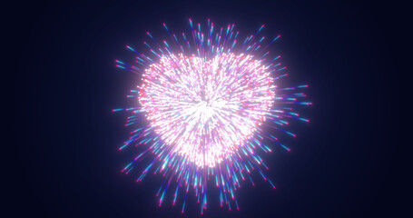 Abstract purple pink fireworks festive fireworks for valentine's day in the shape of a heart from glowing particles and magical energy lines. Abstract background