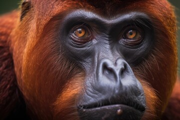 close up Red Howler Monkey, masked monkey, South America, Ecuador. Generative AI