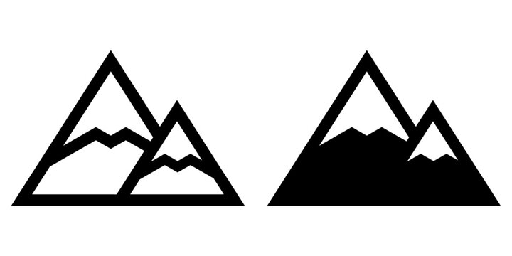 ofvs339 OutlineFilledVectorSign ofvs - mountain vector icon . hill sign . logo design . adventure . isolated transparent . black outline and filled version . AI 10 / EPS 10 / PNG . g11679