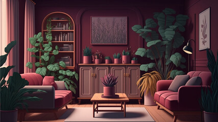 modern living room with furniture by generative ai