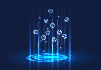 Technology circle that is leading the smart technology in the world of the Internet that helps businesses to operate conveniently and quickly. and grow and expand all over the world
