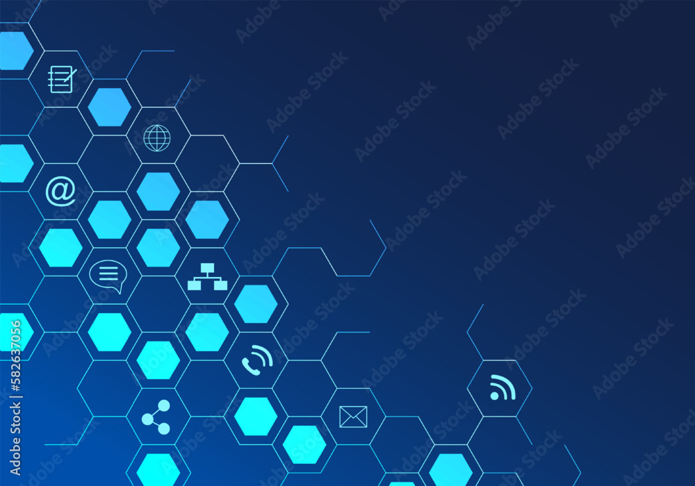 Poster hexagonal technology background which implies connecting technology as a smart technology that helps