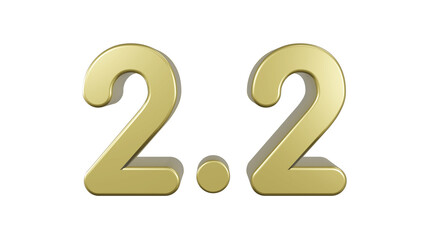 2.2 Promotion Sale. 2.2 metallic gold font. Golden Number 3D Illustration.