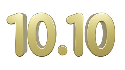 10.10 Promotion Sale. 10.10 metallic gold font. Golden Number 3D Illustration.