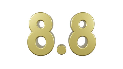 8.8 Promotion Sale. 8.8 metallic gold font. Golden Number 3D Illustration.