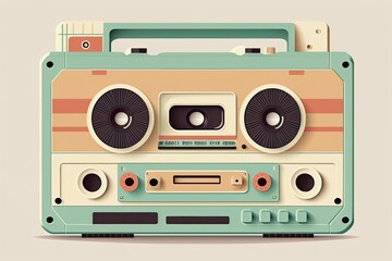 Obraz premium Retro cassette tape recorder. Generative Ai.