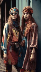 Fototapeta premium Street hippies fashion, freedom soul