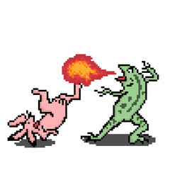 ドット絵鳥獣戯画　格闘ゲーム風