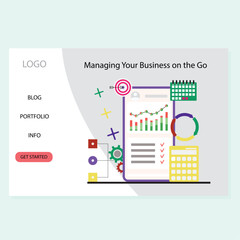 Managing business on go, landing page, control statistics on smartphone
