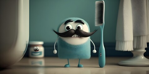 creature, brushing teeth, toothbrush, generative AI