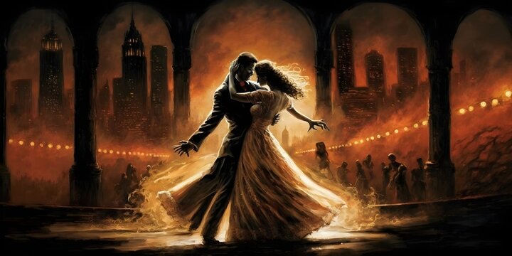 scary couple dancing, generative AI