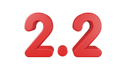 2.2 Promotion Sale. 2.2 Red font. Golden Number 3D Illustration.