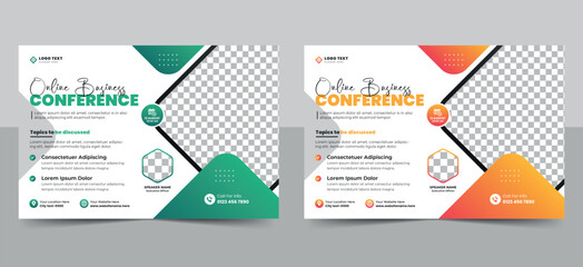 Abstract Business technology conference flyer and event invitation banner template design or corporate business workshop.