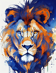 abstract watercolor lion. create with generative Ai