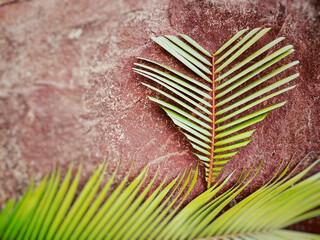 Lent Season,Holy Week and Good Friday concepts - heart shaped of palm leaf in red vintage...