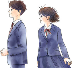 並んで立つ男女の生徒