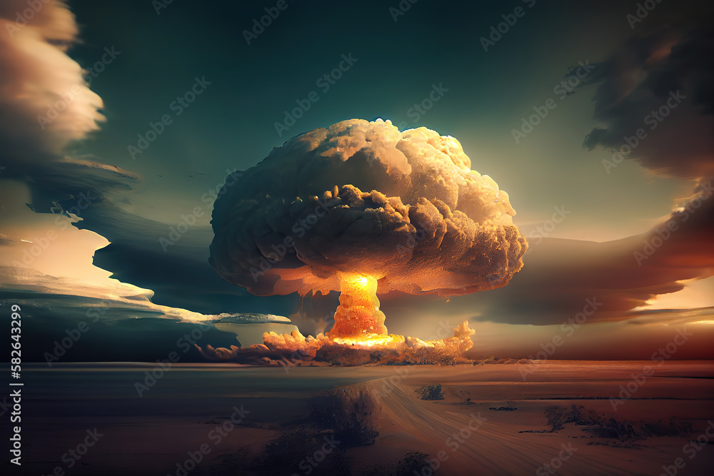 Poster tsar bomba mushroom cloud (nuke). generative ai