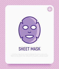 Facial sheet mask thin line icon. Modern vector illustration for beauty shop.