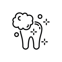Teeth whitening thin line icon. Clean shine teeth. Dental treatment. Vector illustration.